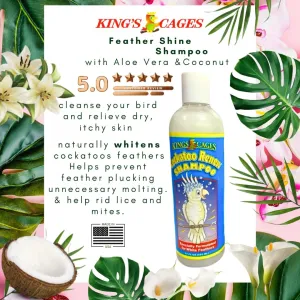 King's Cages Cockatoo Renew Shampoo 17 oz with Aloe Vera and Coconut Fragrance, Naturally Whitens Feathers, Deodorizes, and Relieves Dry Itchy Skin for Cockatoos, Parrots, and Pet Birds