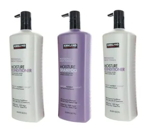 Kirkland Signature Shampoo & Conditioner Bundle - One Professional Salon Formula Moisture Shampoo   Two Conditioners (33.8 Fl. Oz Each)