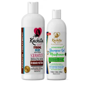 Kit NEW Brazilian Keratin Blowout Treatment Kachita Spell Chocolate 32 fl oz   Shampoo Conditioner for Keratin Treatments