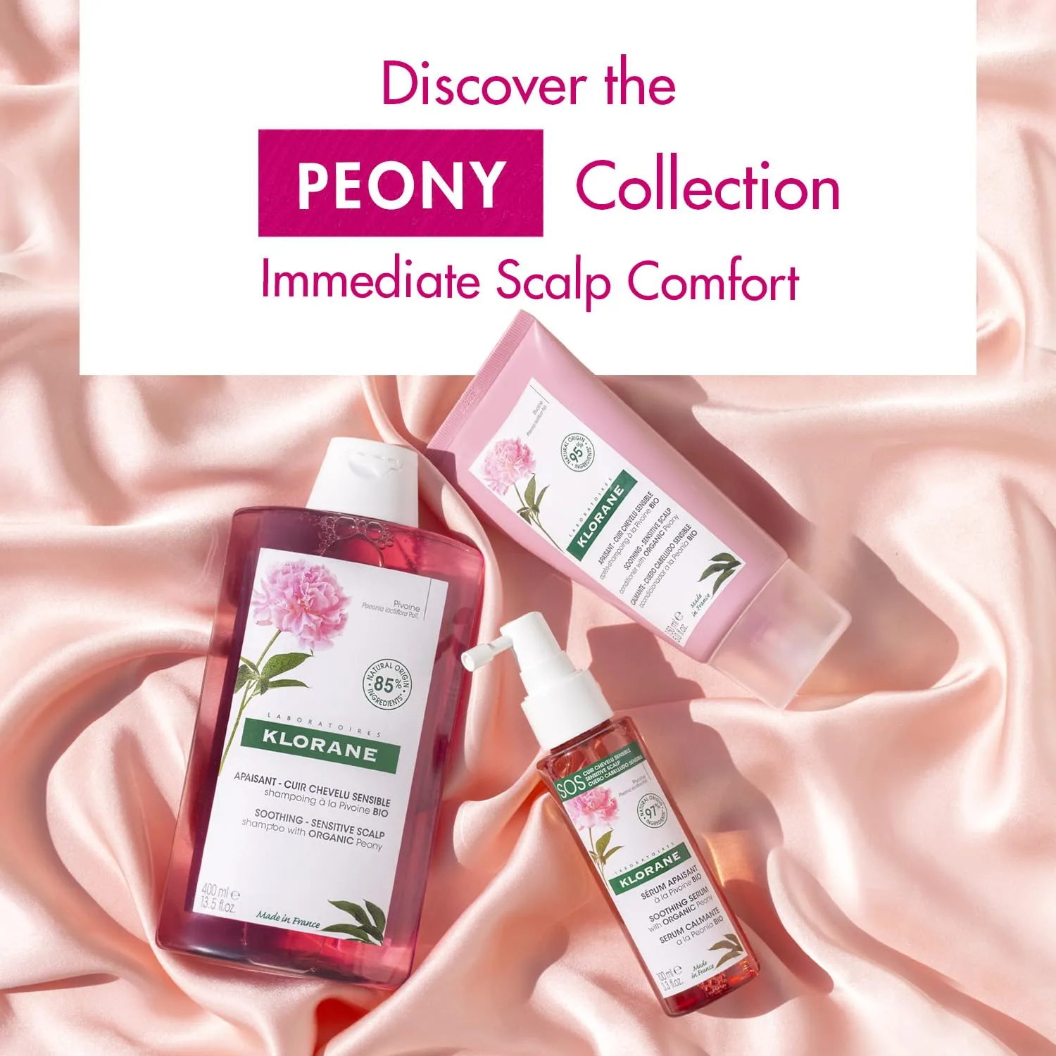 Klorane Shampoo with Peony, Soothing Relief for Dry Itchy Flaky Sensitive Scalp, pH Balanced, Provides Scalp Comfort