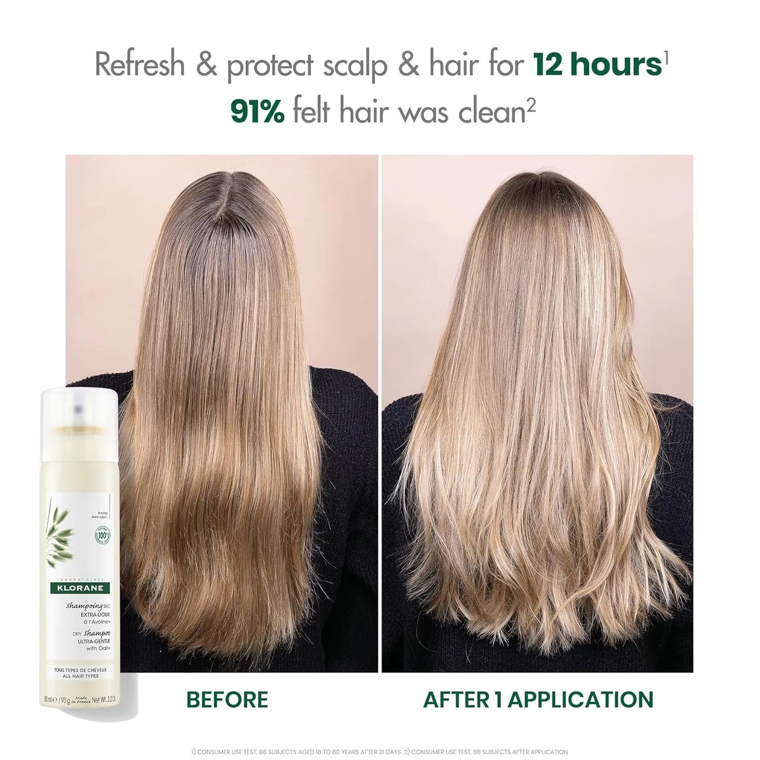 Klorane Ultra Gentle Dry Shampoo with Oat  - Gentle Formula - Instantly Revives Hair and Eliminates Odor, Dirt, and Oils - Hypoallergenic & Vegan - Paraben & Sulfate-Free