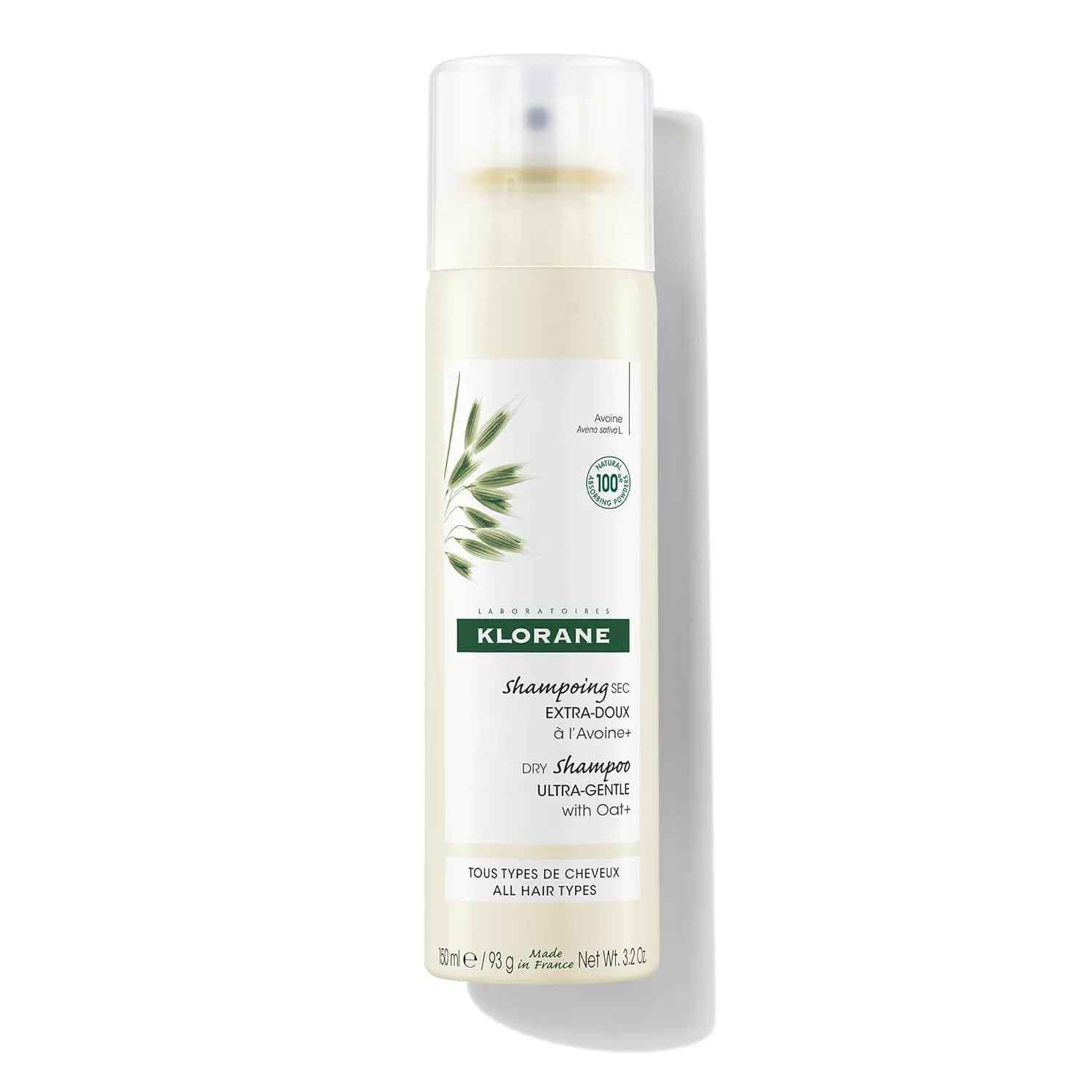 Klorane Ultra Gentle Dry Shampoo with Oat  - Gentle Formula - Instantly Revives Hair and Eliminates Odor, Dirt, and Oils - Hypoallergenic & Vegan - Paraben & Sulfate-Free