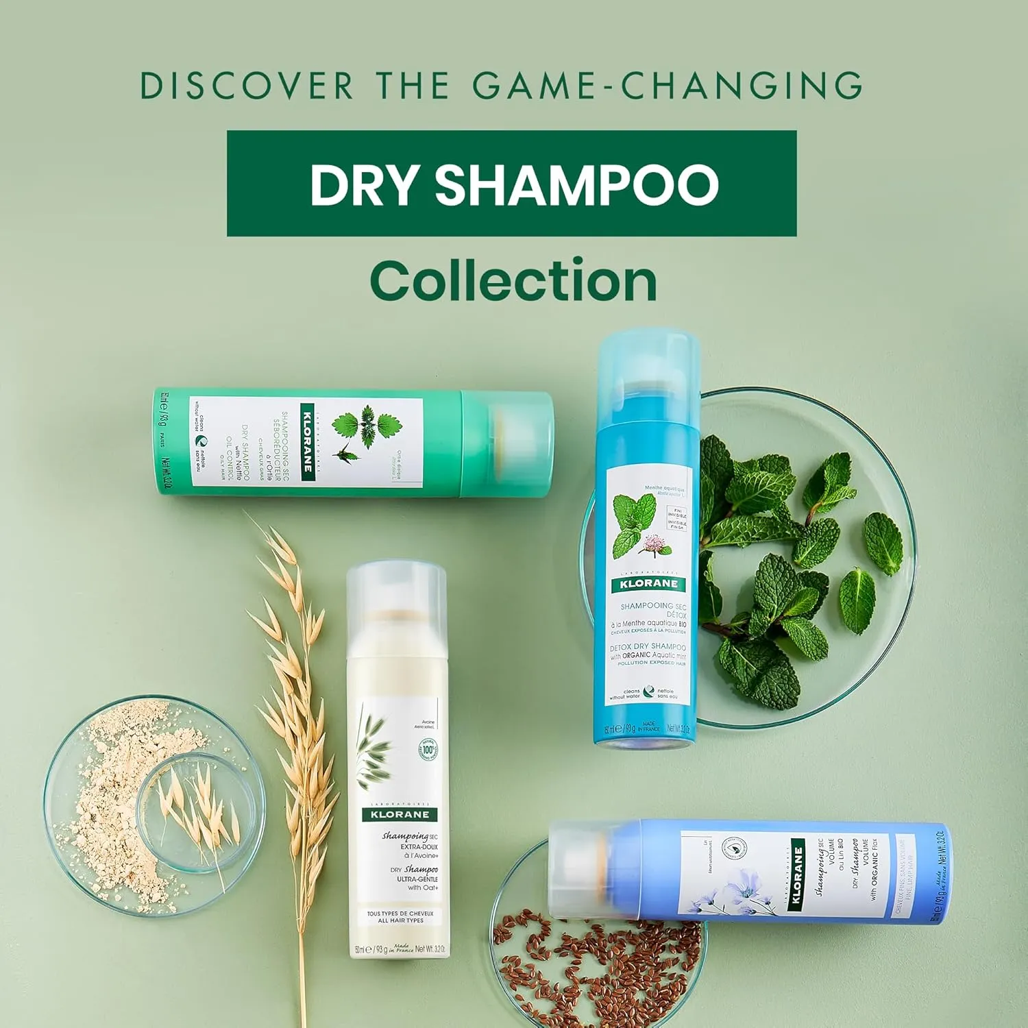Klorane Ultra Gentle Dry Shampoo with Oat  - Gentle Formula - Instantly Revives Hair and Eliminates Odor, Dirt, and Oils - Hypoallergenic & Vegan - Paraben & Sulfate-Free