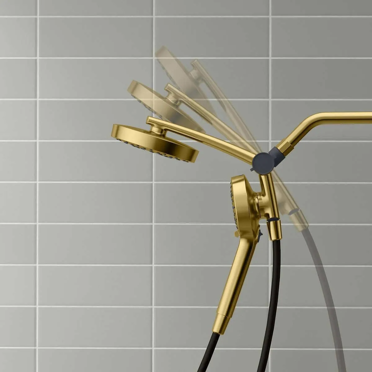 Kohler Prone 3-in-1 Multifunction Shower Head with PowerSweep Combo Shower Kit, PowerSweep Spray, Magnetic Handshower Dock (Gold)