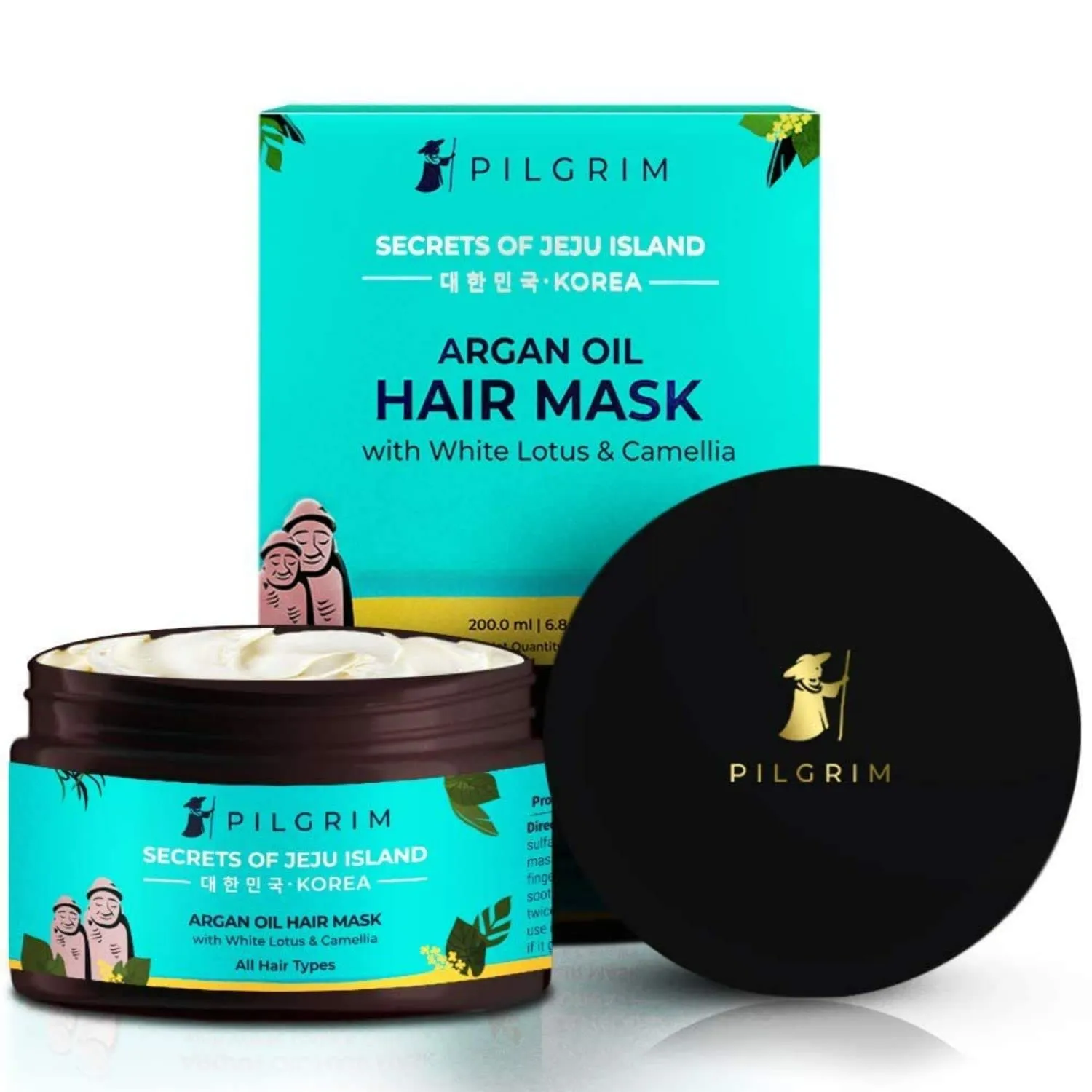 Korean Argan Oil Hair Mask with White Lotus & Camellia | Deep Conditioning & Hydrating for Dry Damaged Hair | Strengthen, Repair & Fights Hair Fall | 6.76 Fl Oz (200ml)