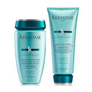 KÉRASTASE Resistance force Architecte Shampoo & Ciment Anti-Usure Conditioner Set, Reconstructing Repair formulated with Pro-Keratine Complex for Weak and Damaged Hair