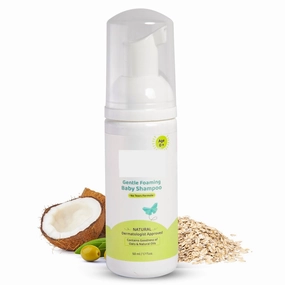 KRINAL Gentle Foaming Baby Shampoo | Tear-Free & Dermatologist Approved | Prevents Cradle Cap | Natural Care with Coconut, Olive & Oats | Safe for Newborns & Children (0-10 Years)