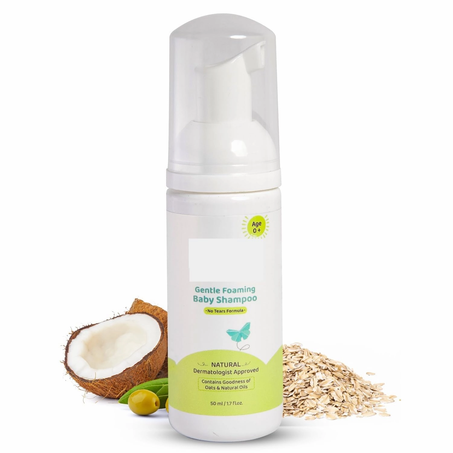 KRINAL Gentle Foaming Baby Shampoo | Tear-Free & Dermatologist Approved | Prevents Cradle Cap | Natural Care with Coconut, Olive & Oats | Safe for Newborns & Children (0-10 Years)