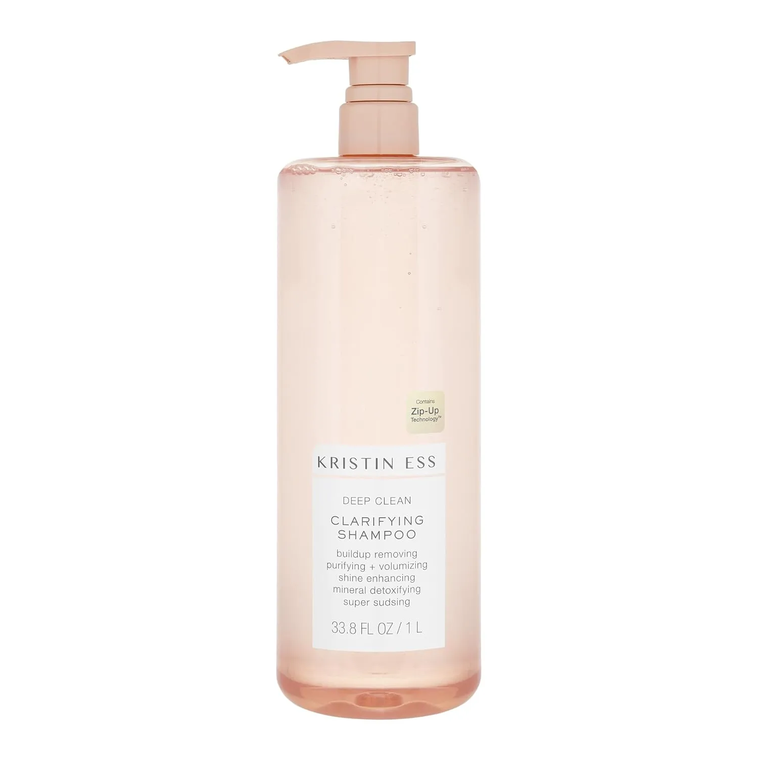 Kristin Ess Deep Clean Clarifying Shampoo - Removes Build Up, Dirt, & Hard Water for Oily Hair, Purifying, Cleansing, Volumizing - Product for Thick, Curly   Color Treated Hair - 1 Liter with Pump