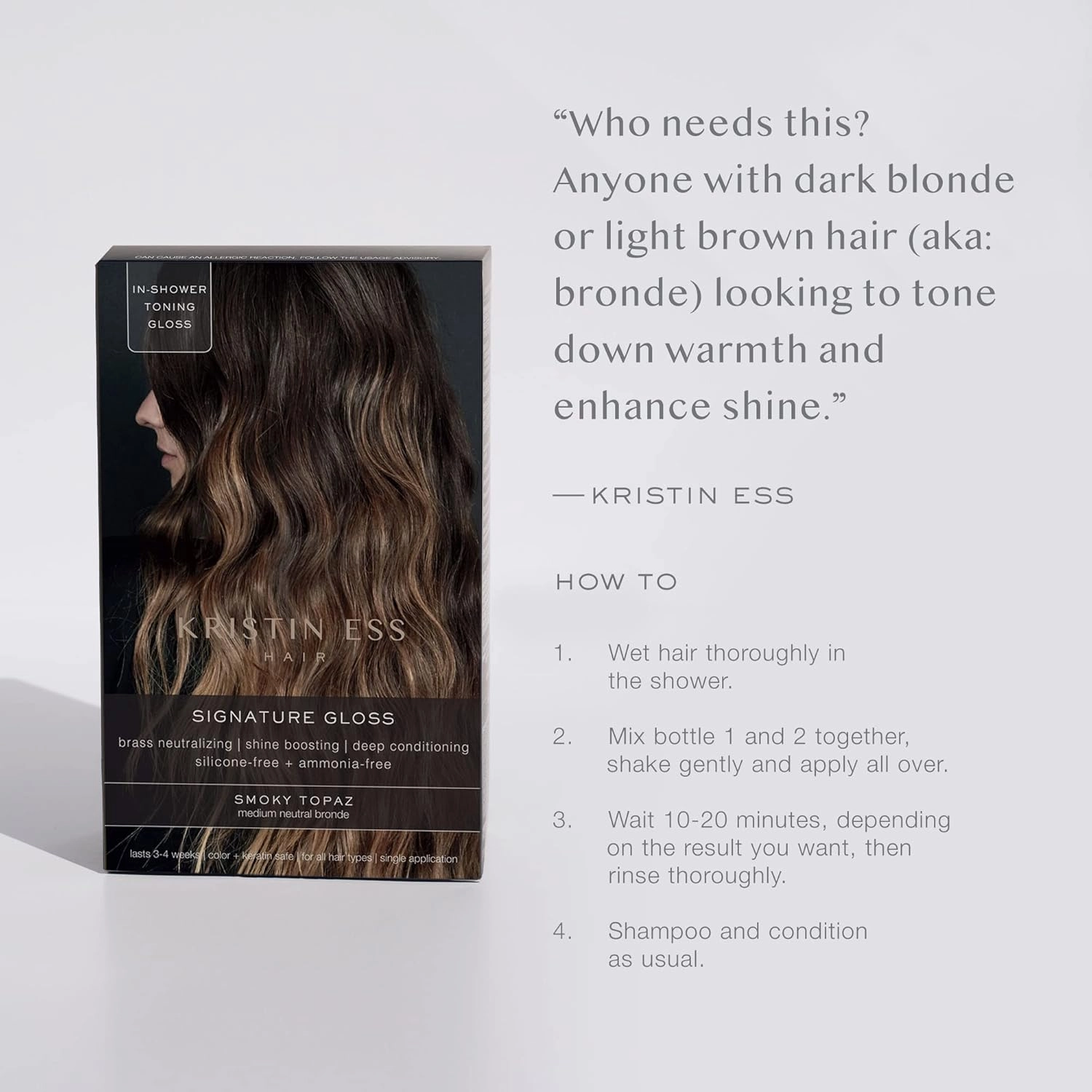 Kristin Ess The One Signature Hair Gloss - Smoky Topaz: Medium Neutral Blonde (Pack of 2)