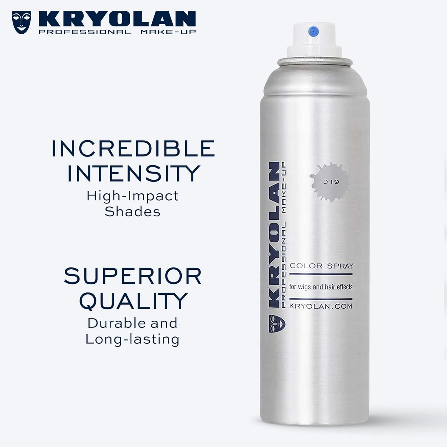 Kryolan Temporary Hair Color Spray- D19 Grey 150ml | Professional Quality & Washable | Colored Hair Spray for Professionals | Made In Germany