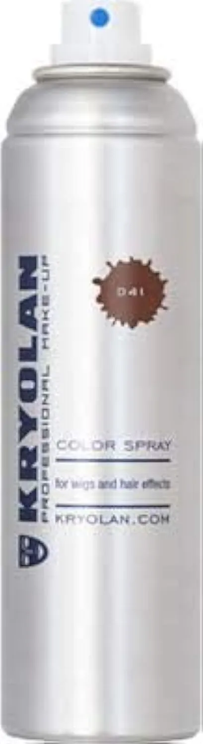 Kryolan Temporary Hair Color Spray- D41 Dark Brown 150ml | Professional Quality & Washable | Colored Hair Spray for Professionals | Made In Germany