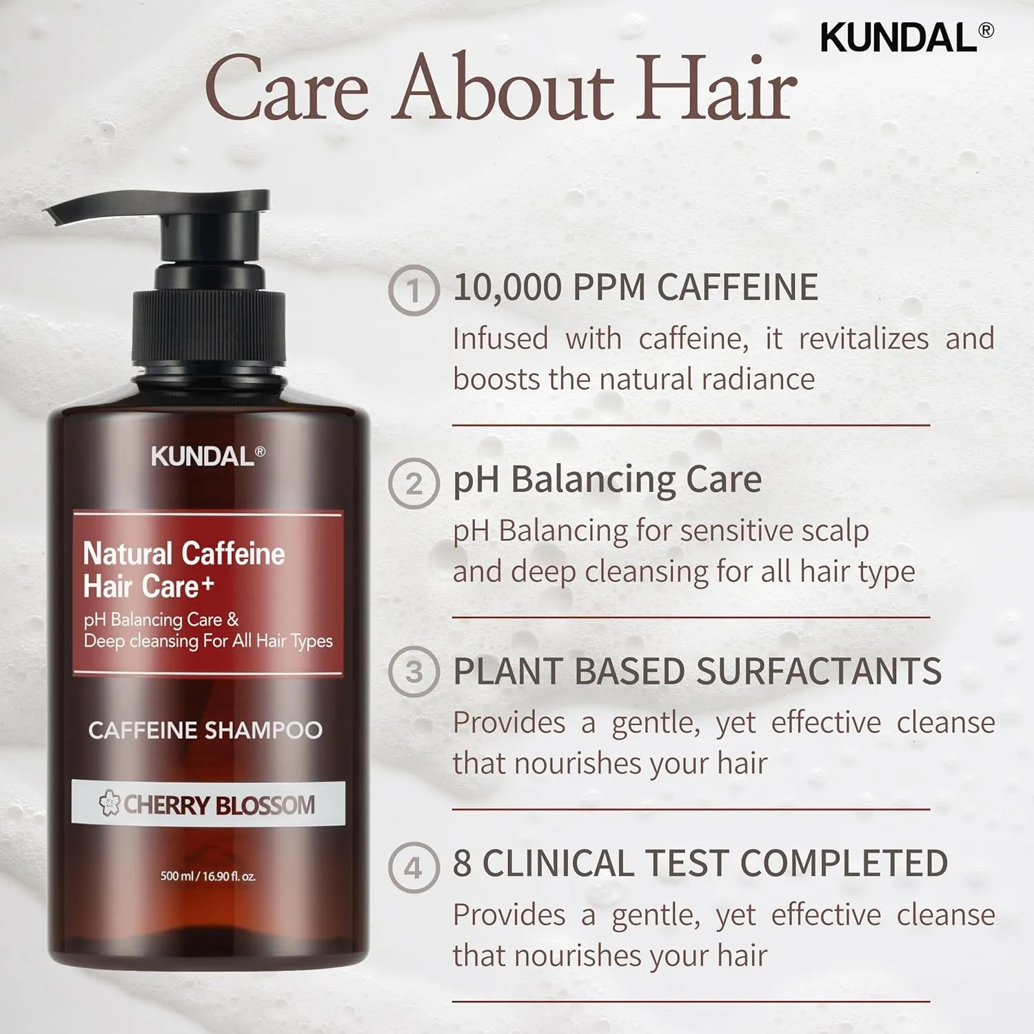 KUNDAL Official Caffeine Scalp Shampoo, 16.9 fl oz (500 ml), Cherry Blossom