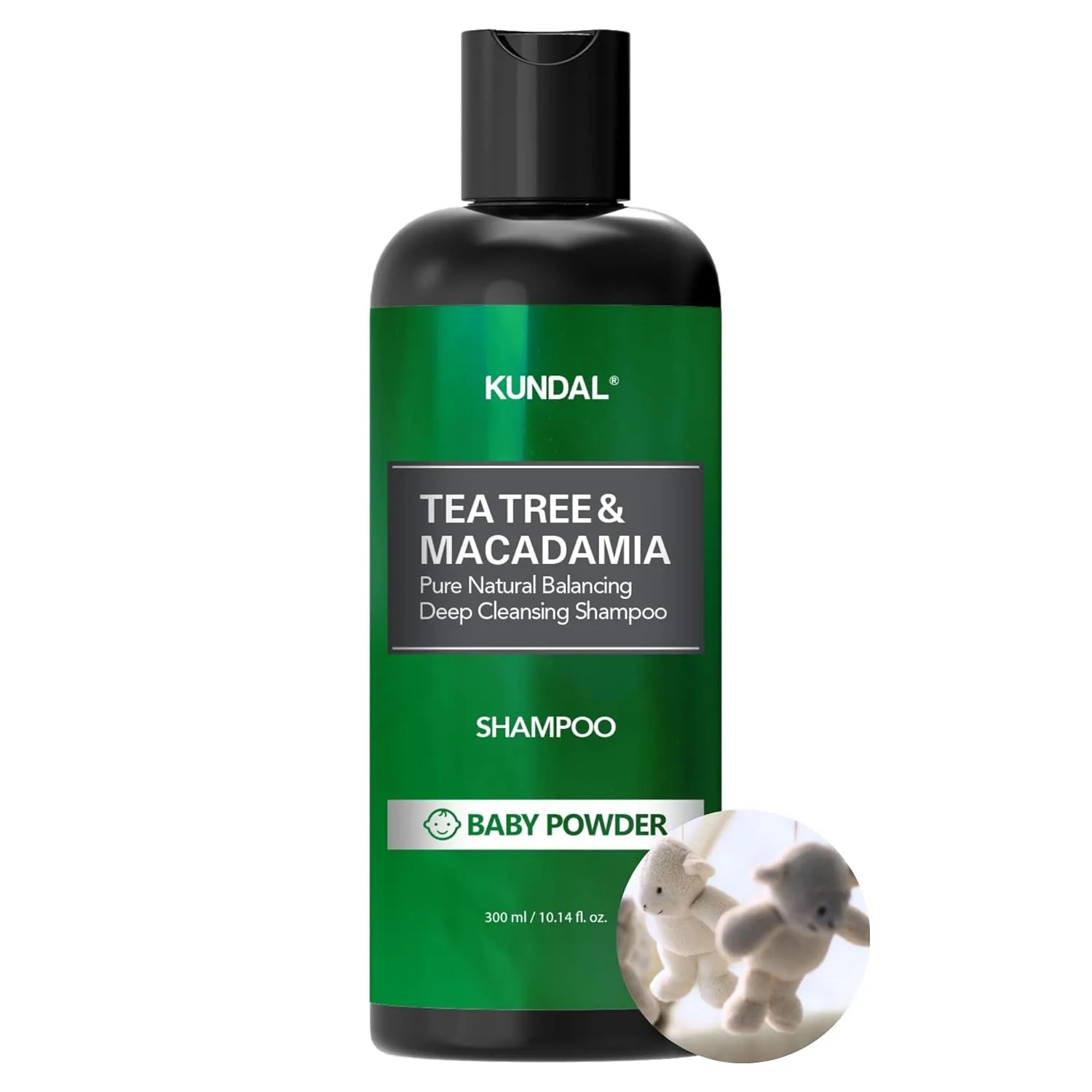 KUNDAL Tea Tree & Macadamia Deep Cleansing Shampoo [Baby Powder] - Korean Hair Care, Scalp Care, Tea Tree extract, For All hair Types 10.14fl oz (Pack of 1)