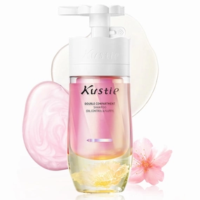 Kustie Cherry Blossom Oil Control Fluffy Shampoo, Dual-Chamber Fresh Flower Extracts, Scalp Essence   Amino Acid Cleanser, Deep Cleansing & Nourishing for Oily Sensitive Scalp, 16.9 Fl Oz