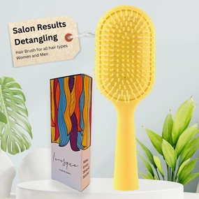 L'Evesque Detangler Brush, Glides Through Tangles Easily, For All Hair Types Women & Men, Wet & Dry, Pastel Lavender Amazon Exclusive, Achieve Effortless Styling and Smooth Hair (Yellow)