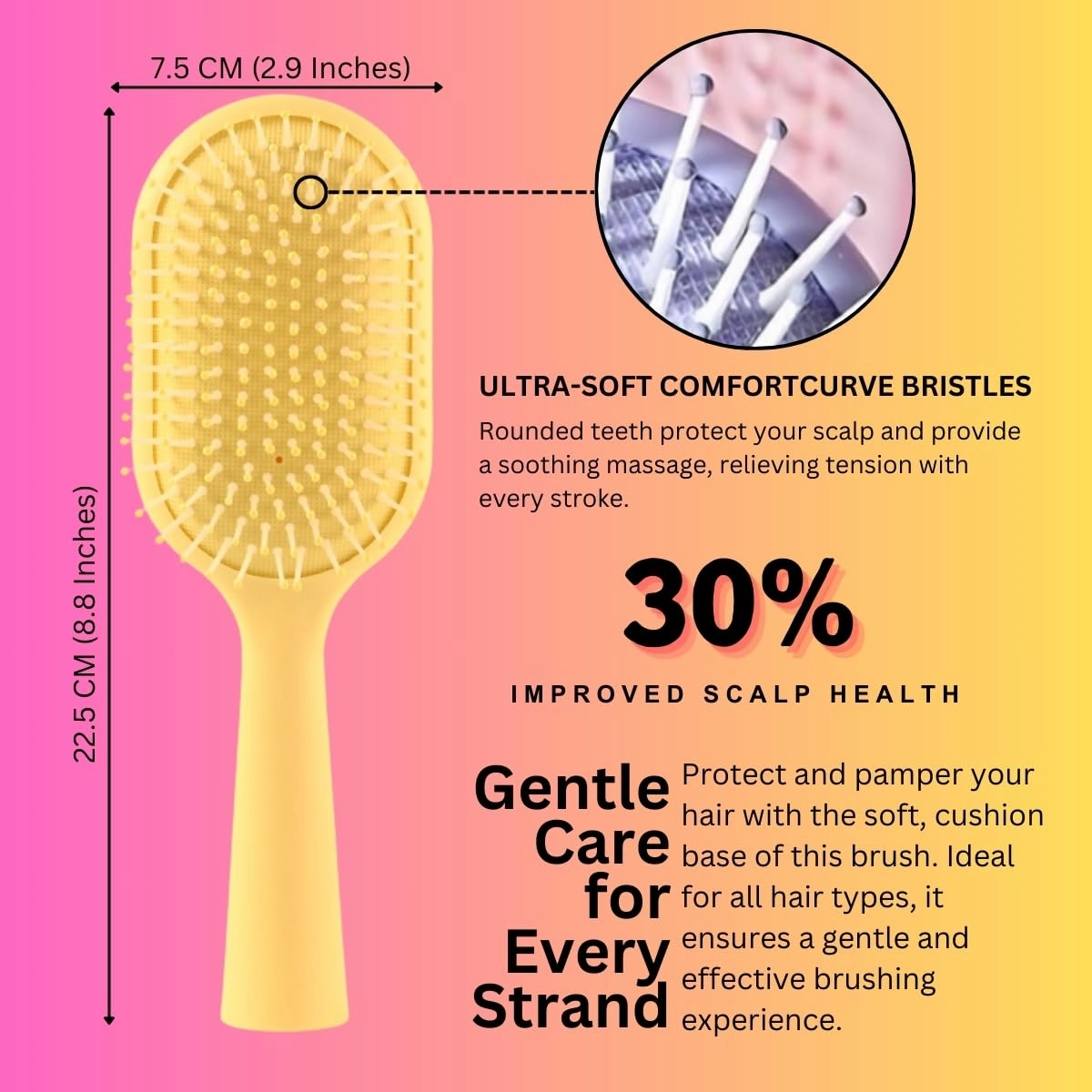 L'Evesque Detangler Brush, Glides Through Tangles Easily, For All Hair Types Women & Men, Wet & Dry, Pastel Lavender Amazon Exclusive, Achieve Effortless Styling and Smooth Hair (Yellow)