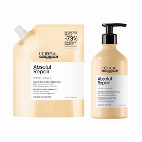 L'Oréal Professionnel Paris Absolut Repair Shampoo – Nourishing Protein Shampoo For Dry, Damaged Hair, Repairs Damage and Provides Shine, 16.9 Fl Oz (Pack of 2)
