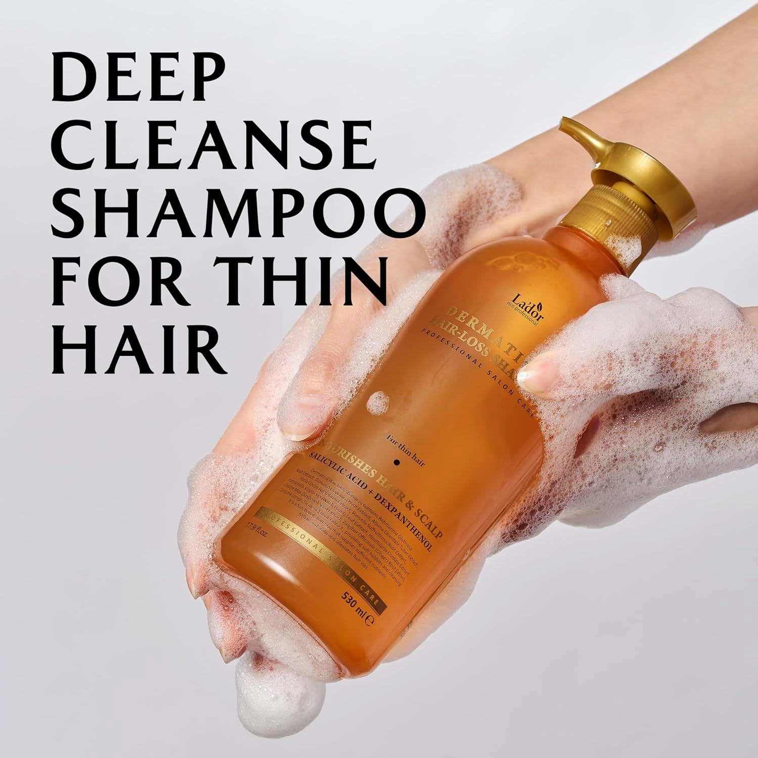 LA'DOR Dermatical Anti Hair Loss & Hair Growth Shampoo - Deep Cleanse, Nourish, Soothe Damaged Scalp w/Salicylic Acid, Dexpanthenol, Niacinamide, Menthol (17.9 Fl Oz, Thinning & Damaged Hair)