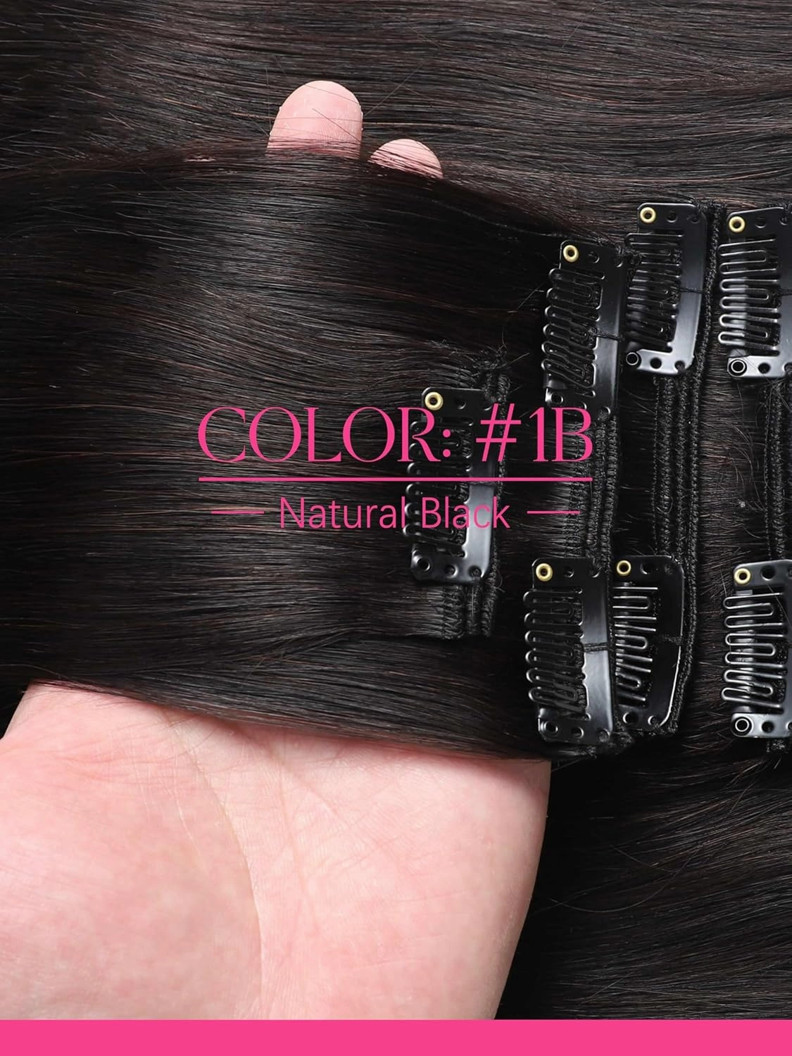 Lacer Clip in Hair Extensions Real Human Hair, 1B Natural Black, Clip in 100% Brazilian Remy Human Hair Extensions 7pcs Per Set 18 Inch 120g