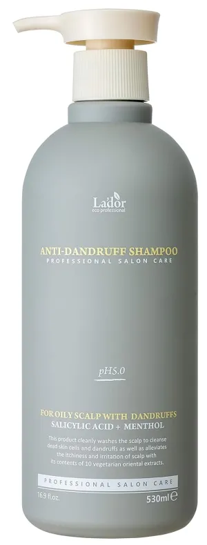 LA'DOR Anti-Dandruff Shampoo (16.9 fl.oz.) - For Oily Scalp with Dandruff, Gently Cleanses Away Dead Skin Cells, Alleviates Itching and Irritation LADOR