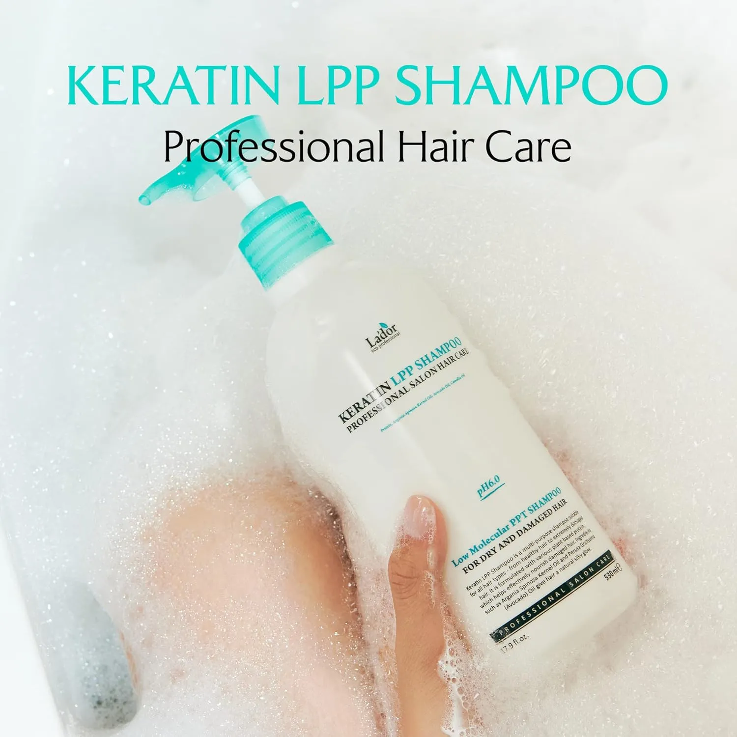 LA'DOR Keratin LPP Damage Care Shampoo w/Proteins & Plant Oils - pH Balanced Sub Acidic for Dry Damaged Frizzy Coarse Thinning Hair - NO Silicone, Paraben, Sulfate, Alcohol 5.07 Fl Oz (2pcs) LADOR