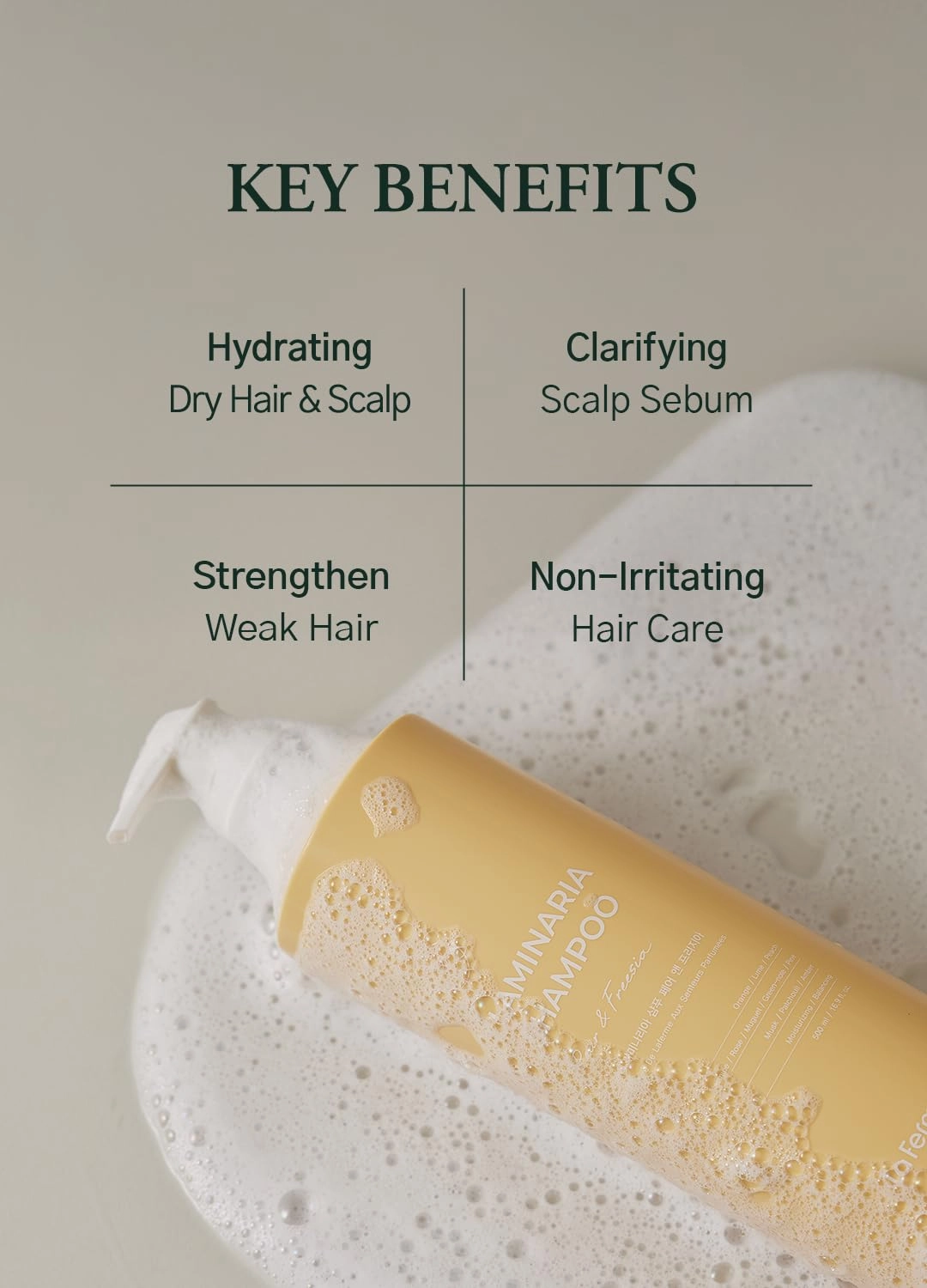 Laminaria Shampoo with Organic Ingredient, Korean Clarifying Shampoo, Hydrating for Dry Hair, Strengthening for Weak Hair, Sulfate & Paraben-Free, for Women & Men,16.9 FL. OZ, Pine Eucalyptus
