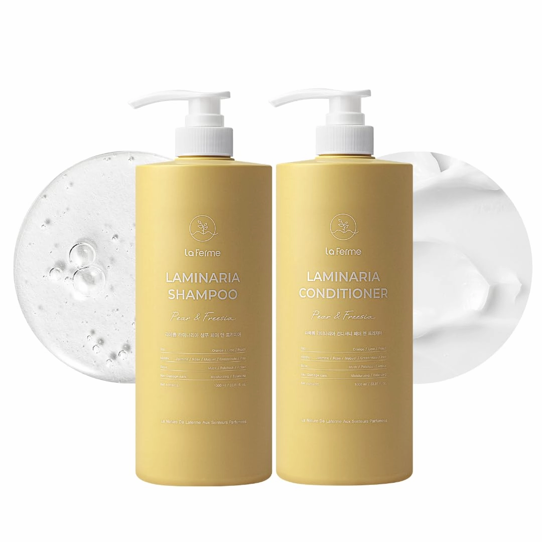 Laminaria Thickening Shampoo & Damaged Hair Care Conditioner with Organic ingredients, Hydrating & Moisturizing Hair, Sulfae & Paraben Free, For Women & Men, 33.81 Fl Oz (Pear, Freesia)