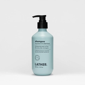LATHER Mountain Fir & Elderflower Shampoo | Nourishing & Refreshing Hair Care | Natural Ingredients for All Hair Types | Paraben & Sulfate-Free | Gentle Cleansing & Invigorating Scent | 12 oz