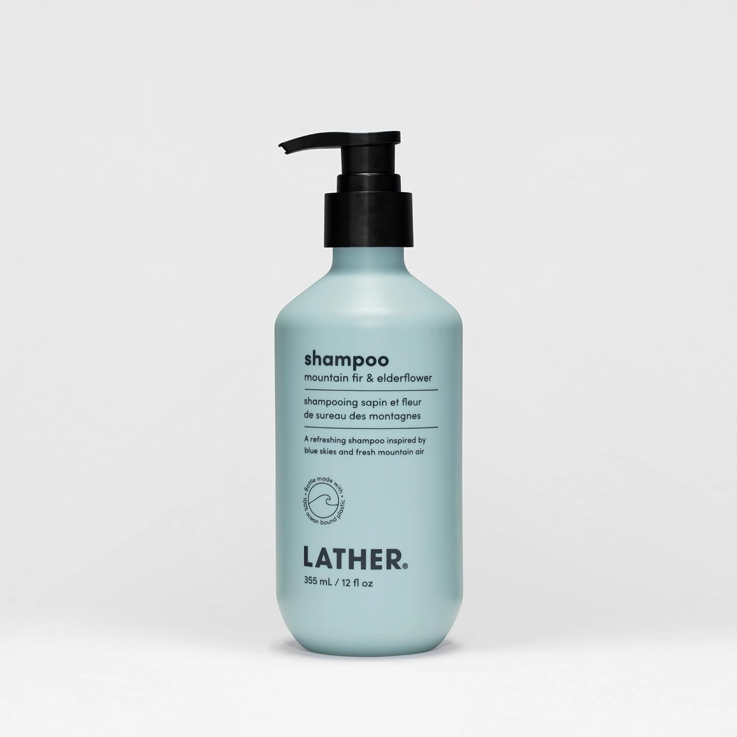 LATHER Mountain Fir & Elderflower Shampoo | Nourishing & Refreshing Hair Care | Natural Ingredients for All Hair Types | Paraben & Sulfate-Free | Gentle Cleansing & Invigorating Scent | 12 oz