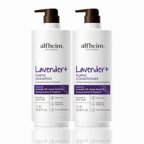 Lavender  Purple Shampoo & Conditioner Set | Neutralize Brassiness & Enhance Cool Tone for Platinum, Silver ＆ Blonde Hair | Anti Brass While Hydrating | Paraben-Free, Color-Safe | 33.8 oz Each