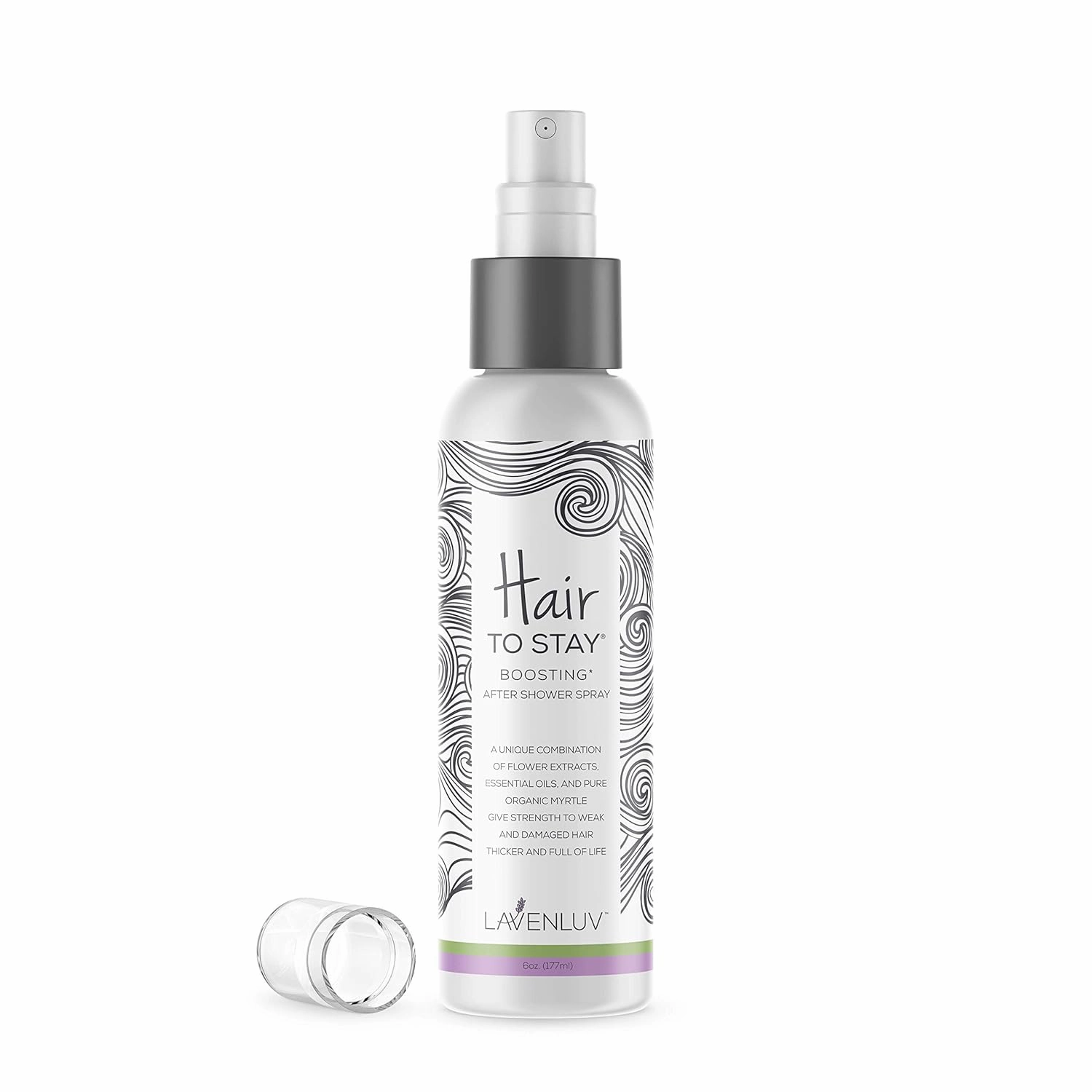 Lavenluv Hair Stay After Shower Spray – Organic Myrtle Treatment Damaged, Thinning Balding - Essential Oils Flower Extract Moisturizing Regrowth Serum Thicker, Stronger