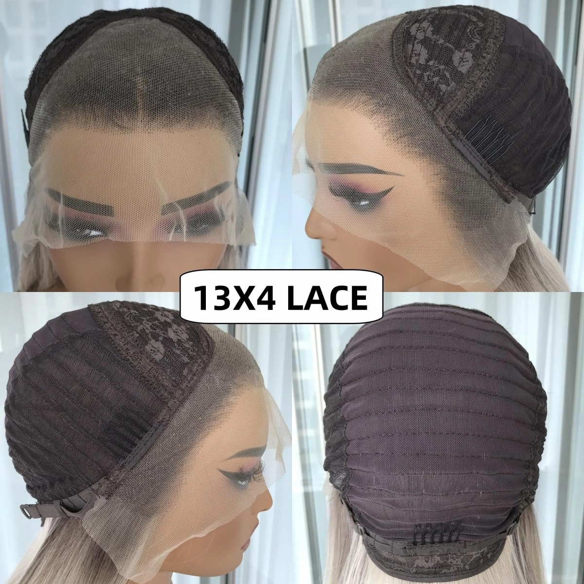 Layered Straight Synthetic Lace Front Wig for Women Ash Blonde Highlights 13x4 Lace Front Glueless Wig Butterfly Cut Natural Looking Wig Daily Part Use 20 Inch