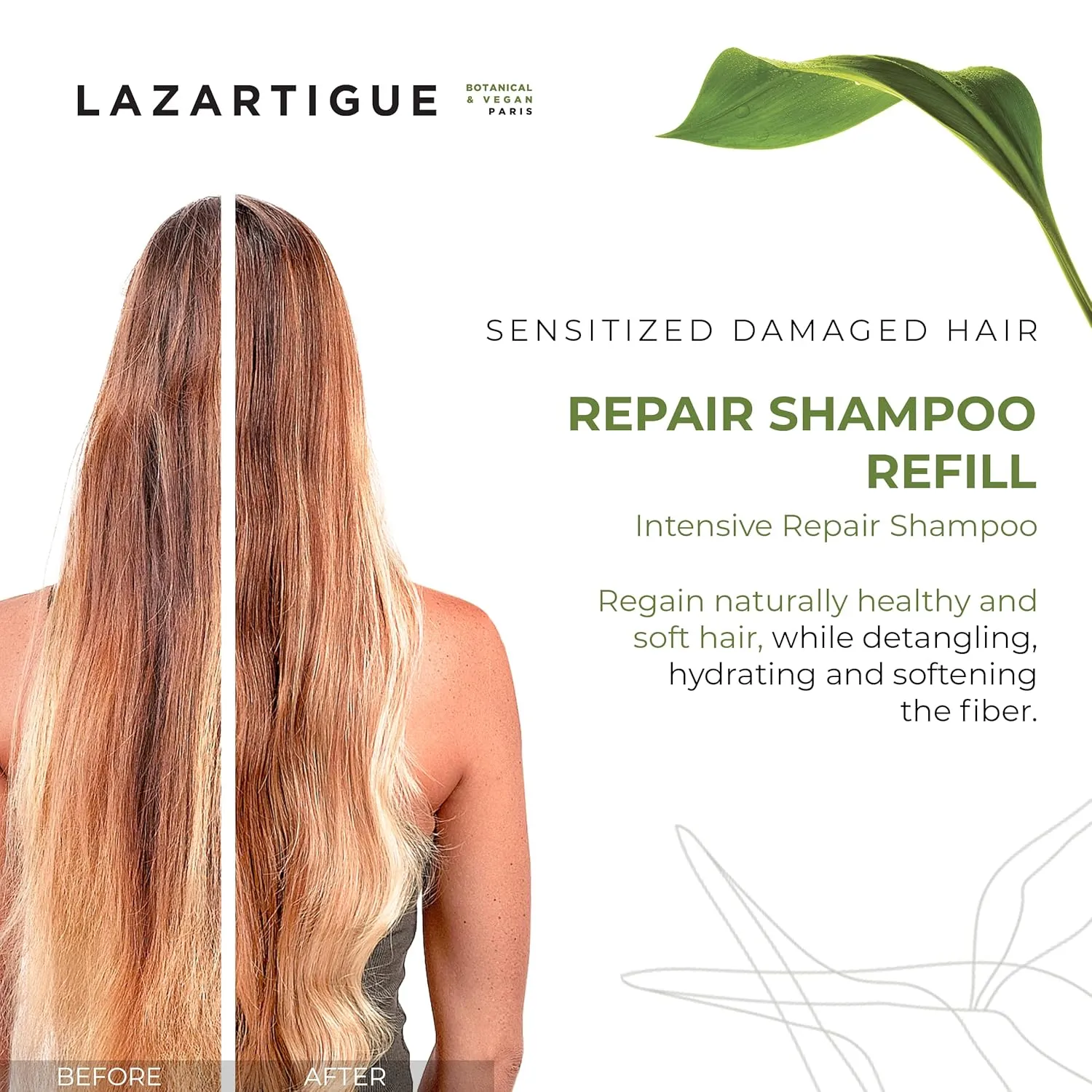 Lazartigue Repair Shampoo, Enriched with Vegetal Keratin, Helps Damage Deep Down & Restructures Hair Fiber, Strengthens Hair and Leaves it Silky Right to the Ends