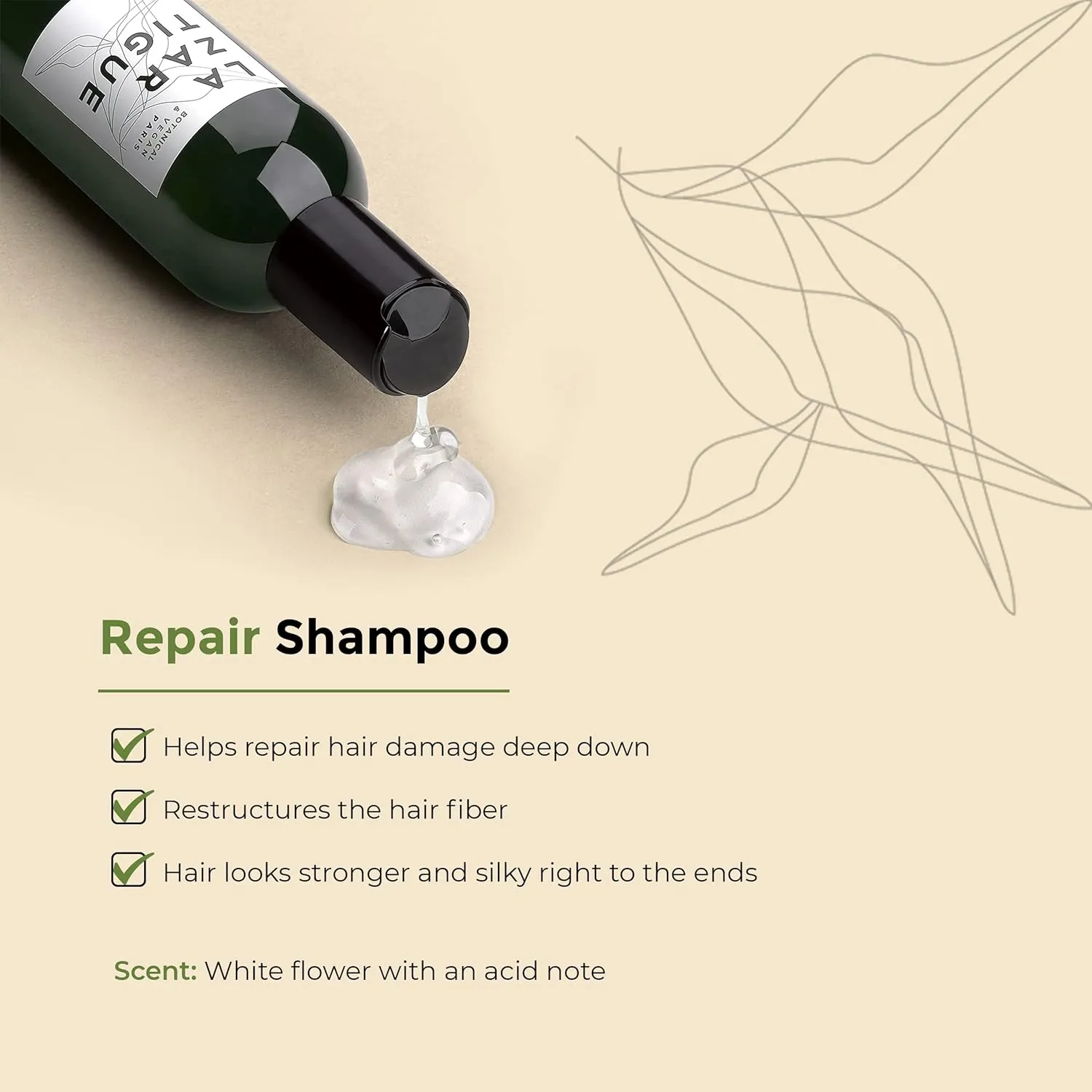 Lazartigue Repair Shampoo, Enriched with Vegetal Keratin, Helps Damage Deep Down & Restructures Hair Fiber, Strengthens Hair and Leaves it Silky Right to the Ends