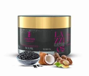 Lazzios Reconstructive Mask with Caviar, Hydrolyzed Keratin, and Murumuru | Deep repair, intense hydration, and strengthening for damaged, dry,or chemically treated hair. Anti-frizz, 300 grams