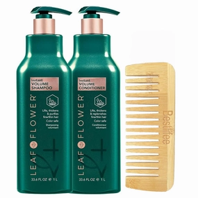 Leaf & Flower Instant Volume Shampoo & Conditioner 33.8 oz Duo | Bestlifee Bamboo Hair Comb |