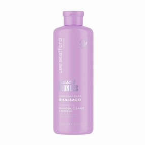 Lee Stafford Daily Blonde Shampoo | Bleach Blondes Everyday Care Cleanser - Best to Neutralizes Yellow Tones, Brightens & Refreshes for a Lighter Blonde, Hydrate Dry, Damaged Hair, 16.7 Fl Oz