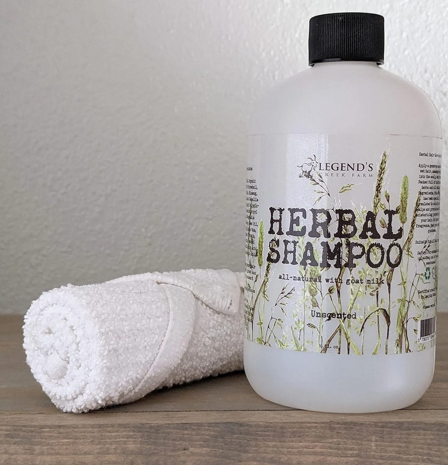 Legend's Creek Farm, Herbal Goat Milk Shampoo, Gently Cleansing & Soothing, Intense Softness & Shine, For Dry & Damaged Hair, 16 fl. Oz (Shampoo (Unscented))