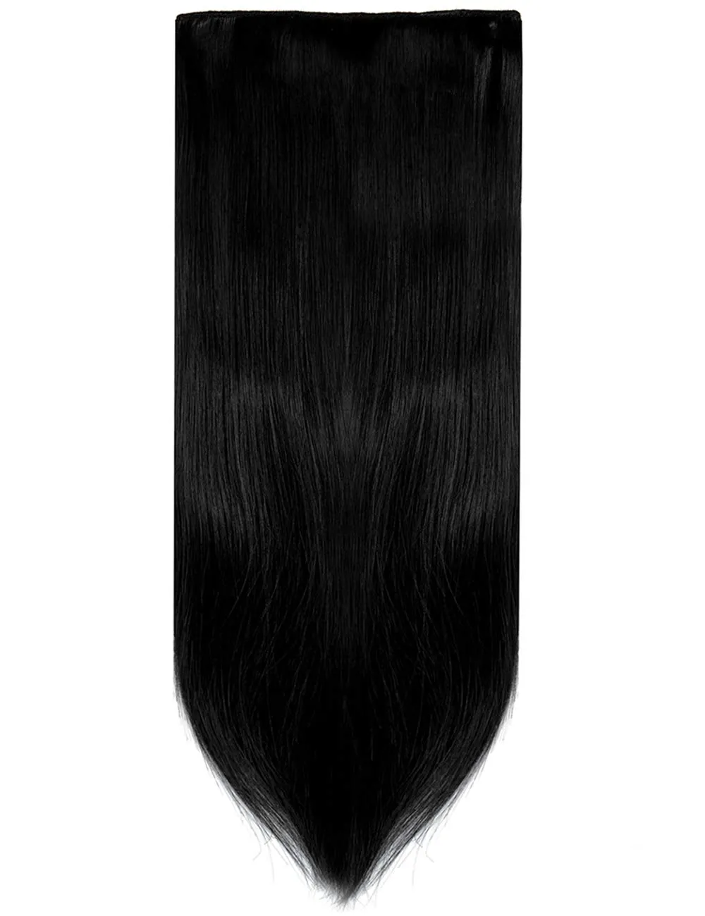 LELINTA 24" Straight Long 4 PCS Set Thick Clip in on Synthetic Hair Extensions Hairpieces for Women Dark Black