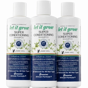 Let-It-Grow Natural Hair Loss Shampoo - Herbal Hair Thickening & Super Conditioning Shampoo - Organic Hair Growth, pH-Balanced Shampoo for All Hair Types - 8 oz. (Pack of 3)