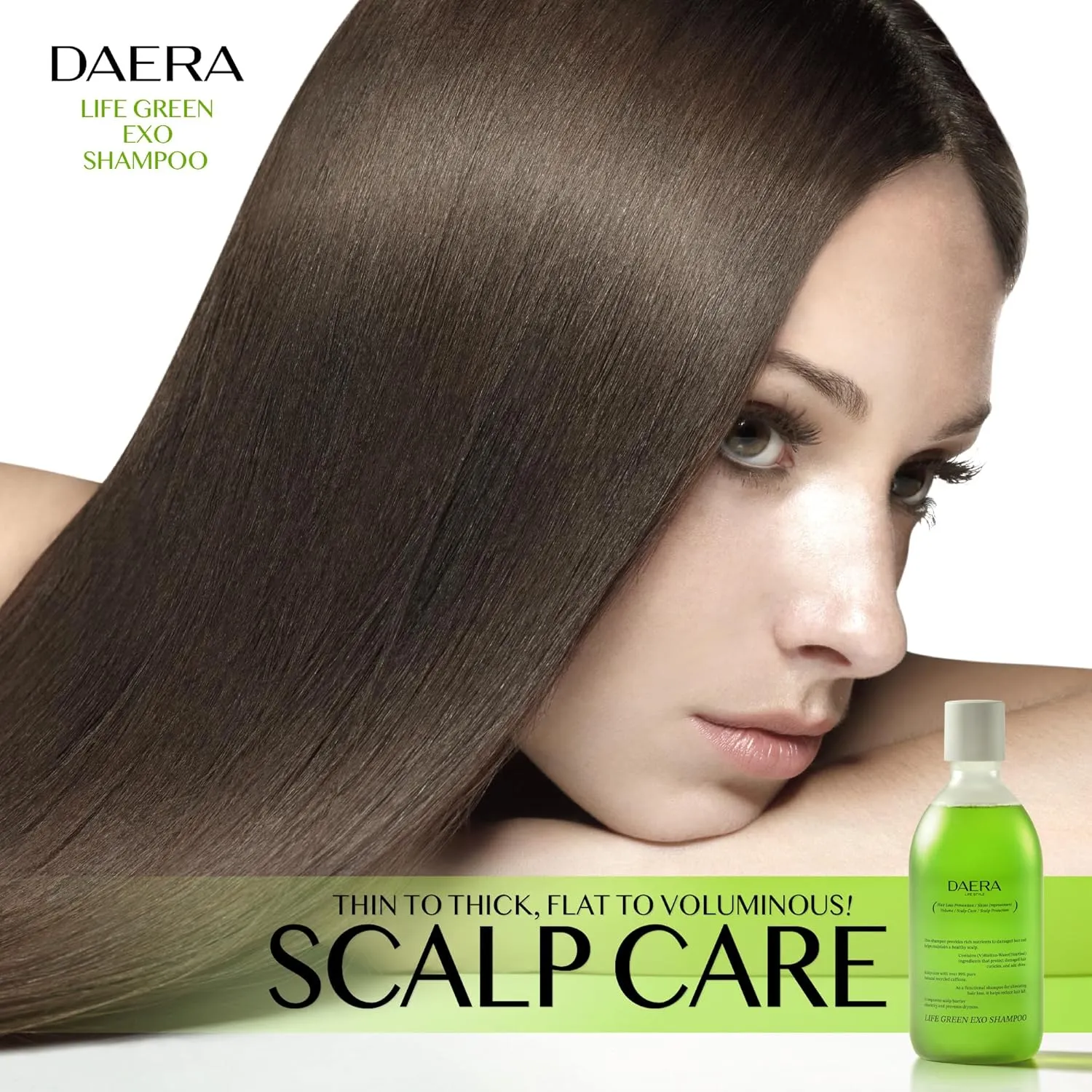 Life Green Exo Shampoo for Thinning Hair Thickening, 10.24 fl oz, Caffeine Biotin Scalp Deep Cleansing, Volumizing, Natural Heartleaf Extract, Women & Men, All Skin Types