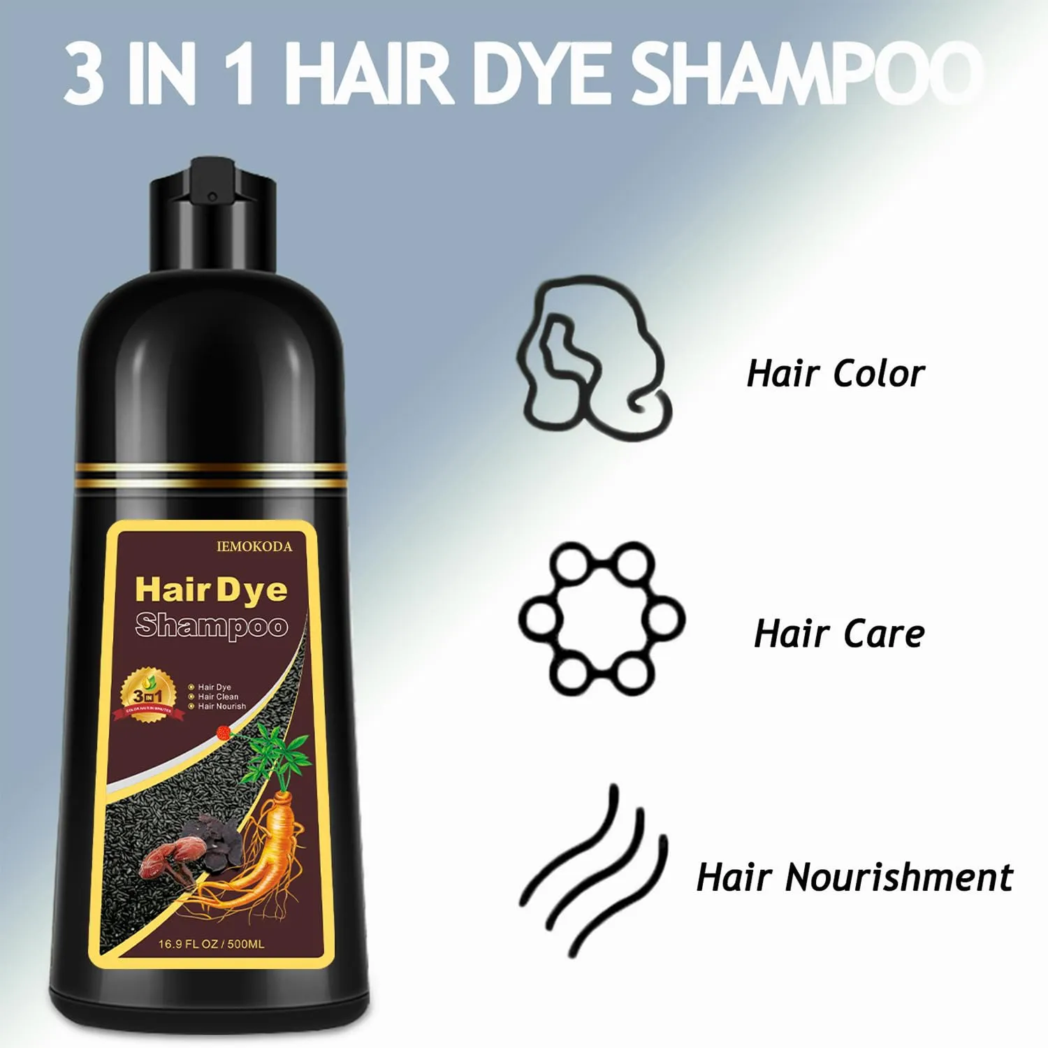 Light Brown Hair Dye, Hair Dye Shampoo for Women & Men, Color Shampoo Hair Dye, Shampoo Para Pintar El Cabello 16.9 Fl Oz, Safe and Natural Champu Para Canas (Light Brown)