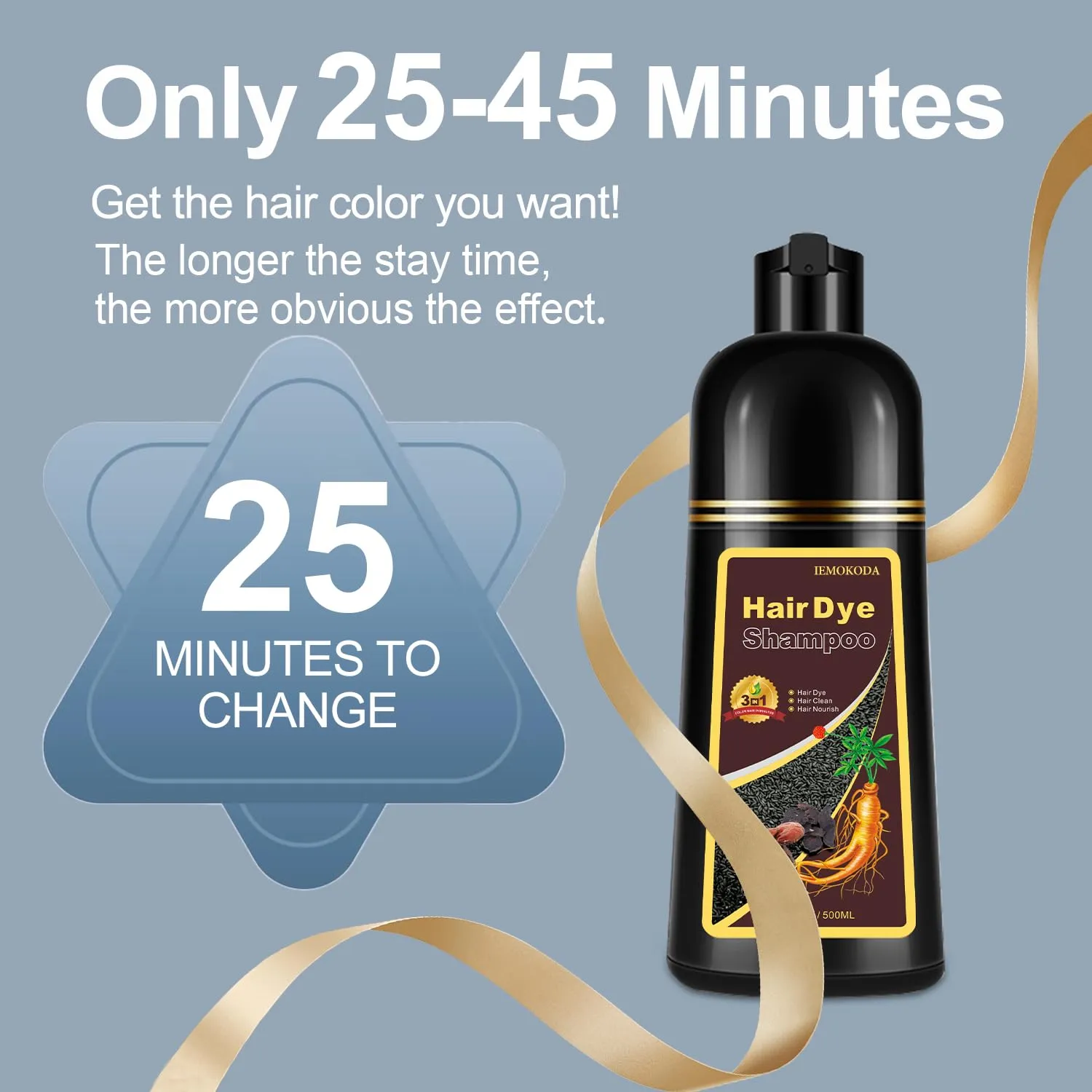 Light Brown Hair Dye, Hair Dye Shampoo for Women & Men, Color Shampoo Hair Dye, Shampoo Para Pintar El Cabello 16.9 Fl Oz, Safe and Natural Champu Para Canas (Light Brown)