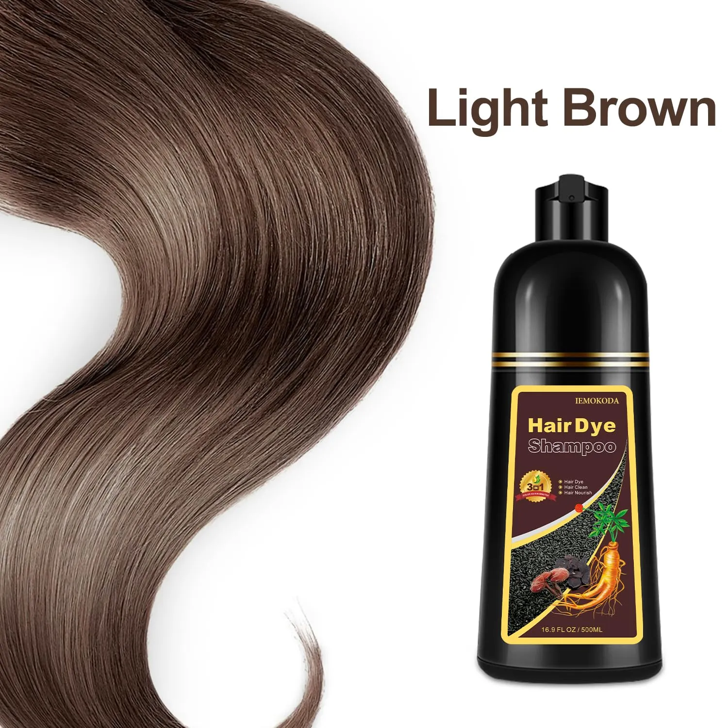 Light Brown Hair Dye, Hair Dye Shampoo for Women & Men, Color Shampoo Hair Dye, Shampoo Para Pintar El Cabello 16.9 Fl Oz, Safe and Natural Champu Para Canas (Light Brown)