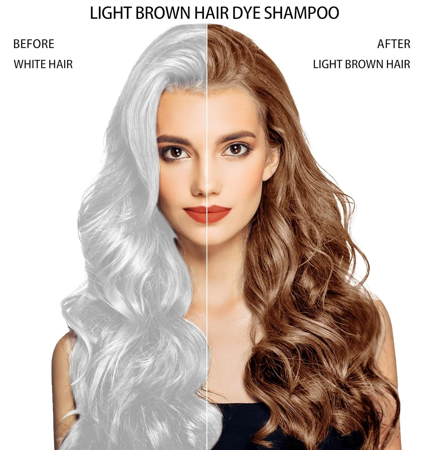 Light Brown Hair Dye Shampoo for Women Men, Instant Gray Hair Coverage Natural Herbal Hair Color Shampoo 3 In 1 champu para canas