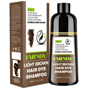 Light Brown Hair Dye Shampoo for Women Men, Instant Gray Hair Coverage Natural Herbal Hair Color Shampoo 3 In 1 champu para canas