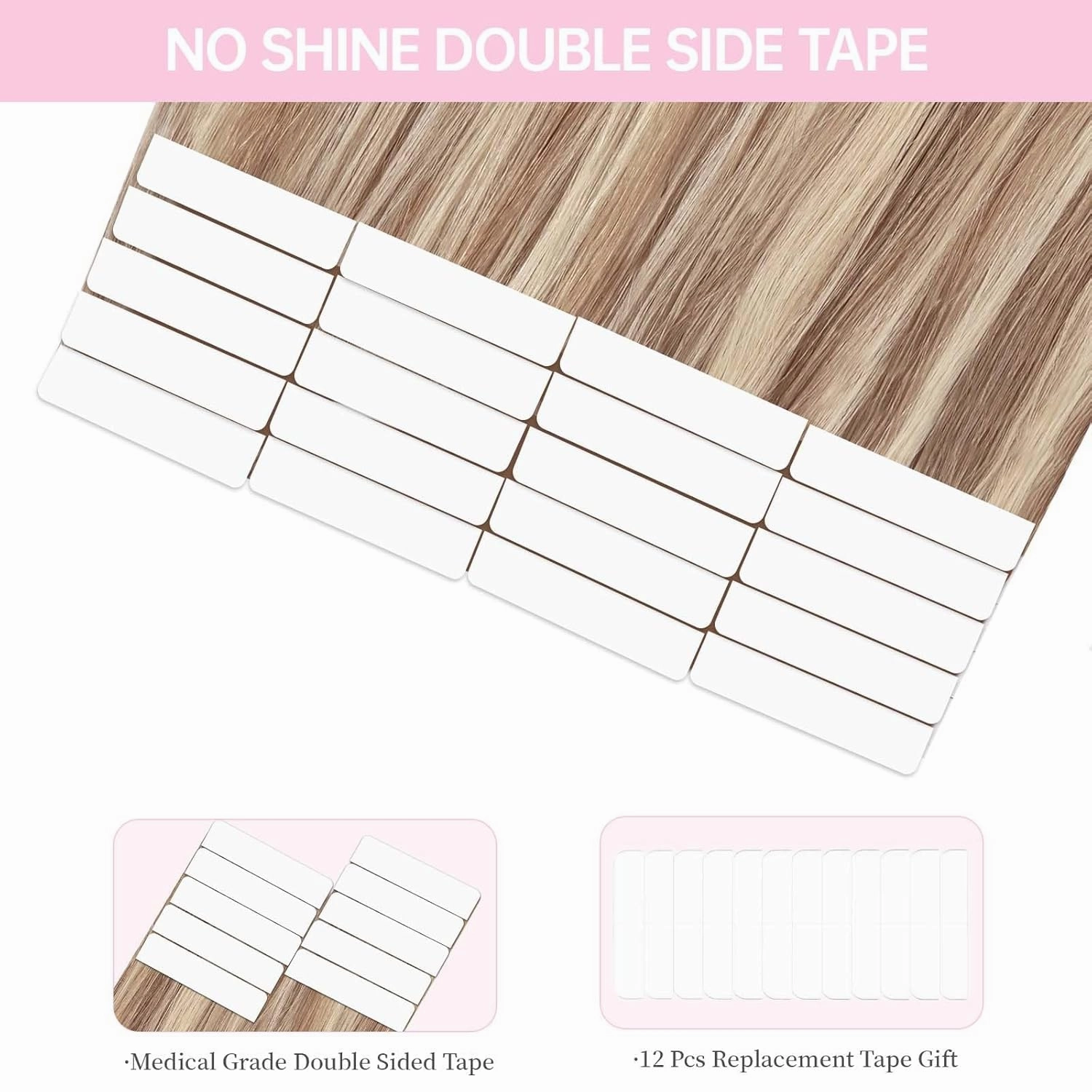 Light Blonde Tape in Hair Extensions Human Hair, 20inch 20Pcs #16/22 Highlighted Golden Blonde Balayage Human Hair Extensions,Straight Silky 50g Remy Tape ins