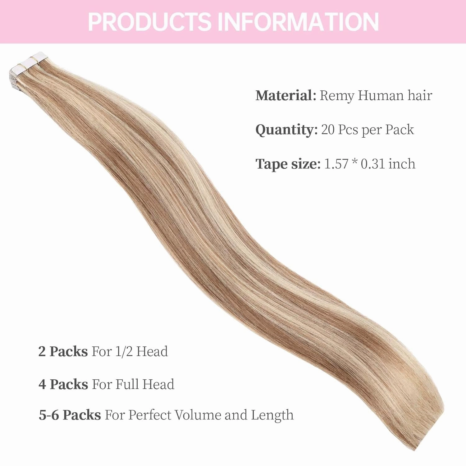 Light Blonde Tape in Hair Extensions Human Hair, 20inch 20Pcs #16/22 Highlighted Golden Blonde Balayage Human Hair Extensions,Straight Silky 50g Remy Tape ins