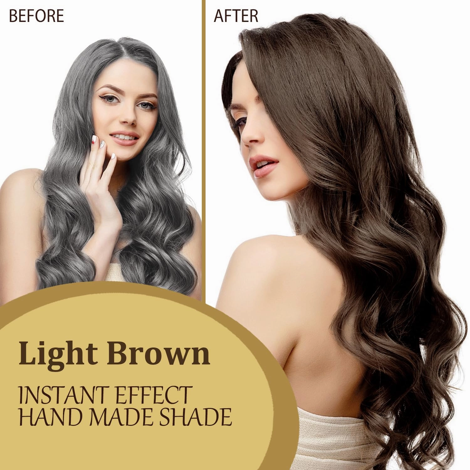 Light Brown Hair Dye Shampoo 3 in 1, Instant Hair Color Shampoo, Long Lasting Brown Hair Dye, Champu Para Pintar el Cabello, Champu Para Canas, Works in Minutes